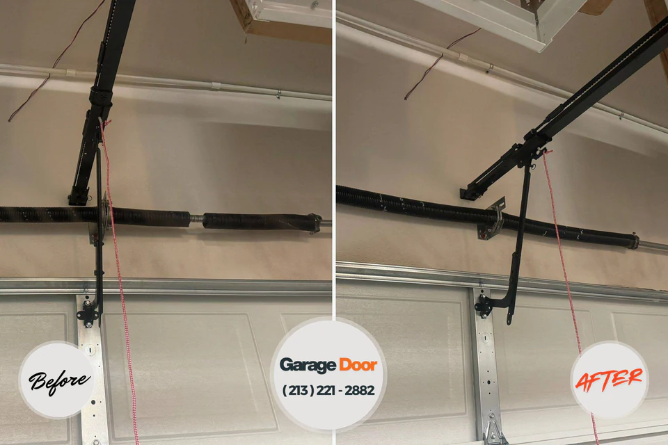 Before and after: garage door repair Taunton, MA